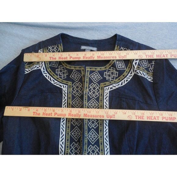 Jessica London Embroidered Jacket Women Sz 20 W Denim Long Sleeve Boho - Picture 4 of 6